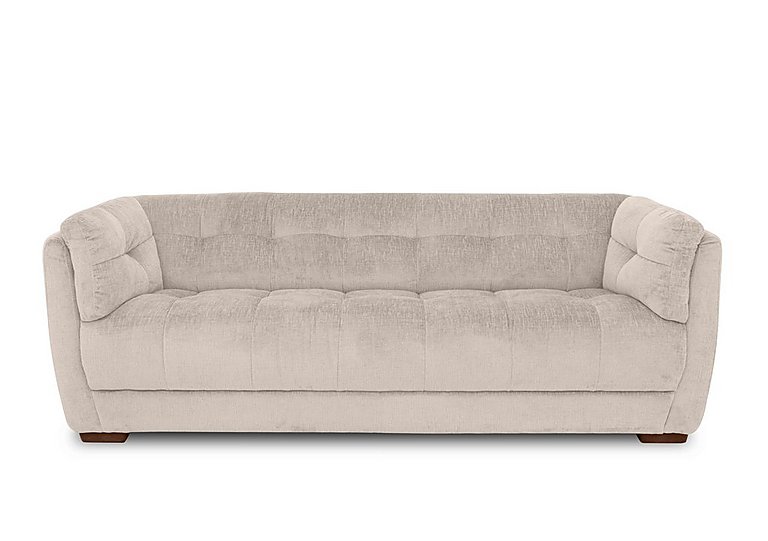 At The Helm  Cartier Fabric 4 Seater Sofa  Stone with Walnut Feet | Bed Sava