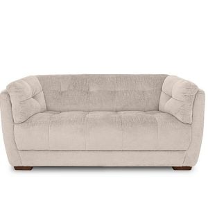 At The Helm  Cartier Fabric 2 Seater Sofa  Stone with Walnut Feet | Bed Sava
