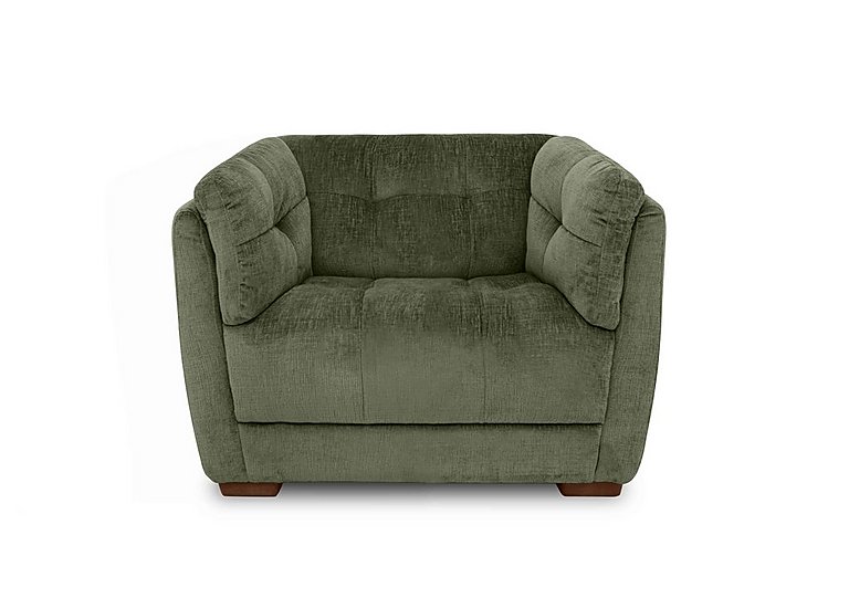 At The Helm - Cartier Fabric Snuggler Chair - Hunter Green with Walnut Feet