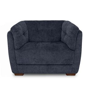 At The Helm  Cartier Fabric Snuggler Chair  Midnight with Walnut Feet | Bed Sava