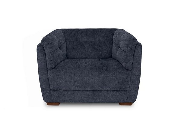 At The Helm  Cartier Fabric Snuggler Chair  Midnight with Walnut Feet | Bed Sava