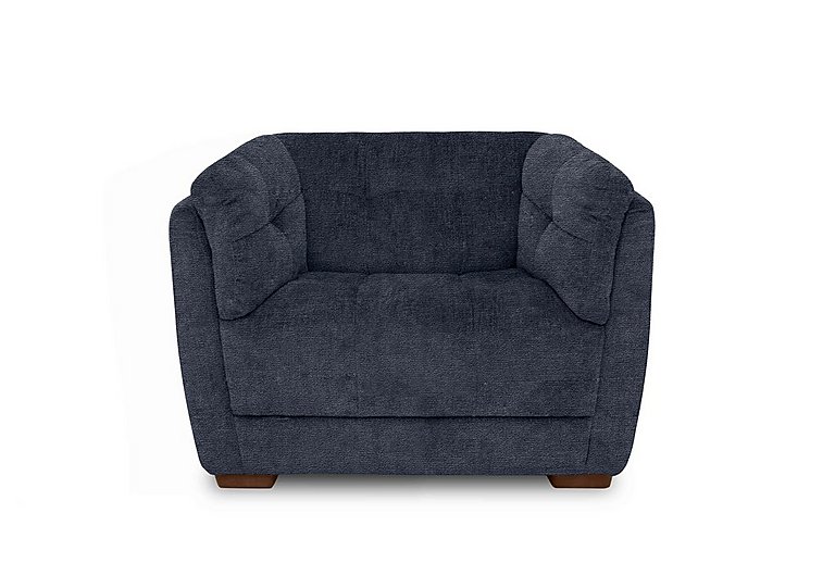 At The Helm - Cartier Fabric Snuggler Chair - Midnight with Walnut Feet