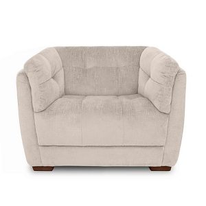 At The Helm  Cartier Fabric Snuggler Chair  Stone with Walnut Feet | Bed Sava