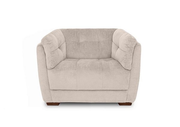 At The Helm  Cartier Fabric Snuggler Chair  Stone with Walnut Feet | Bed Sava