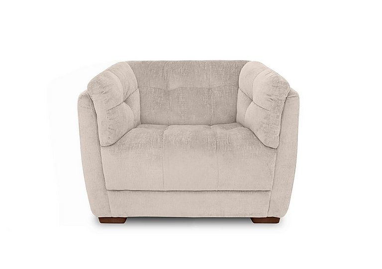 At The Helm - Cartier Fabric Snuggler Chair - Stone with Walnut Feet