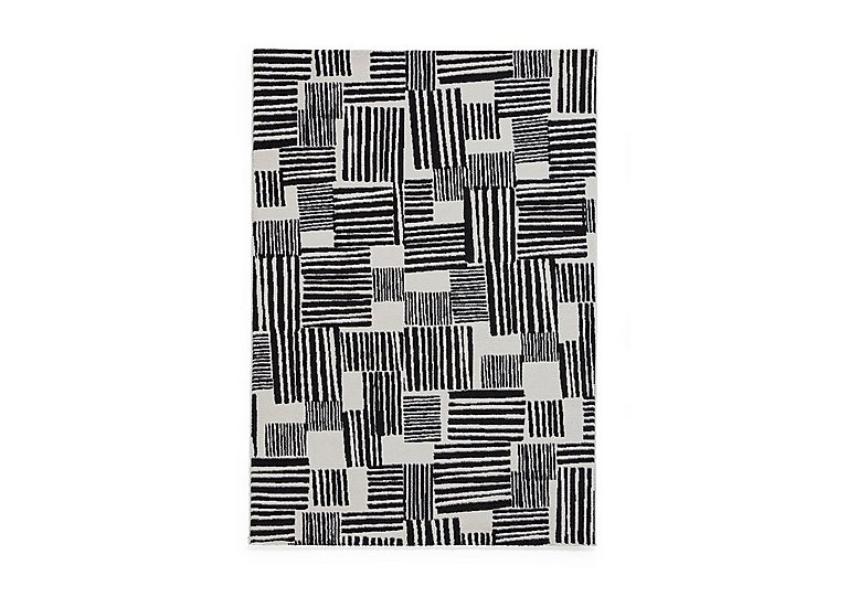 Catherine Lansfield - Blocks Rug - 160cm-x-230cm - Black