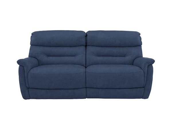 Chicago 3 Seater Fabric Battery Recliner Sofa  Blue | Bed Sava