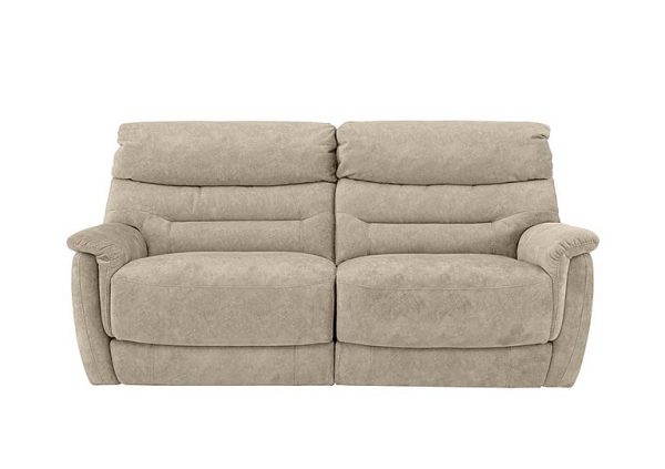 Chicago 3 Seater Fabric Power Recliner Sofa  Cream | Bed Sava