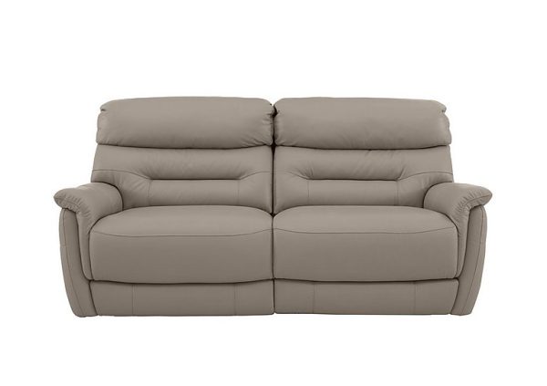 Chicago 3 Seater Leather Battery Recliner Sofa  Silver Grey | Bed Sava