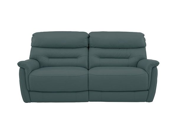 Chicago 3 Seater BV Leather Power Recliner Sofa  BV Lake Green | Bed Sava