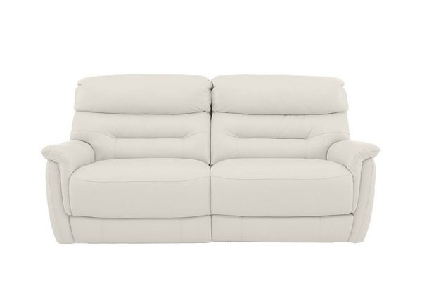 Chicago 3 Seater BV Leather Power Recliner Sofa  BV Star White | Bed Sava