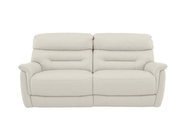 Chicago 3 Seater BV Leather Battery Recliner Sofa  Frost | Bed Sava