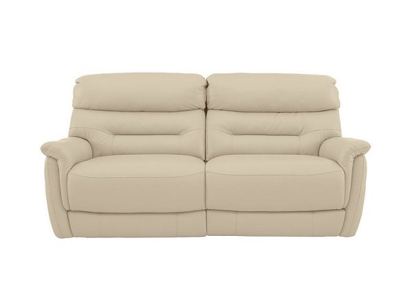 Chicago 3 Seater NC Leather Battery Recliner Sofa  NC Bisque | Bed Sava