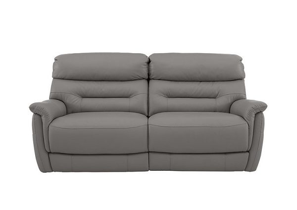 Chicago 3 Seater NC Leather Power Recliner Sofa  Sleet | Bed Sava