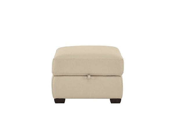 Chicago NC Leather Storage Stool  NC Bisque | Bed Sava