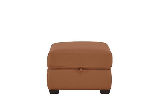 Chicago NC Leather Storage Stool  Pecan Brown | Bed Sava
