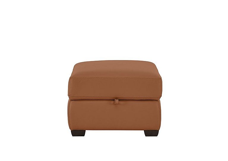 Chicago NC Leather Storage Stool - Pecan Brown