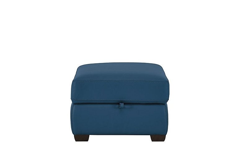 Chicago NC Leather Storage Stool - Carribean Sea