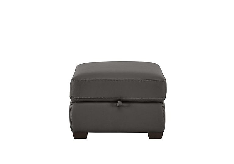 Chicago NC Leather Storage Stool - Charcoal Grey
