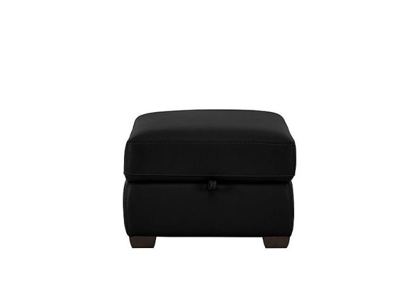Chicago SK Leather Storage Stool  Black | Bed Sava