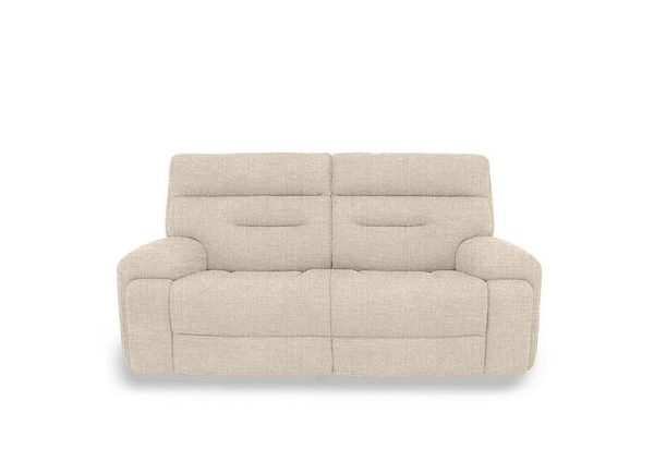 Cinemax 3 Seater Fabric Sofa with Power Recliner  Weave Oatmeal | Bed Sava