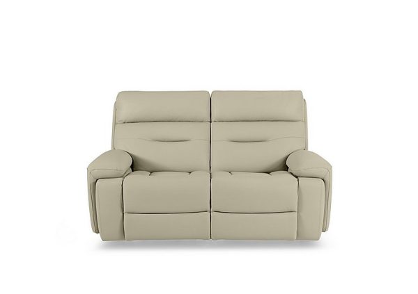 Cinemax 2 Seater Leather Power Recliner Sofa with Power Headrests and Media Arms  Natural Sand | Bed Sava