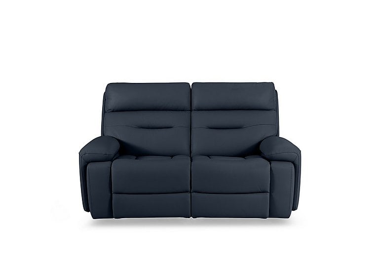 Cinemax 2 Seater Leather Power Recliner Sofa with Power Headrests and Media Arms - Natural Milled Navy