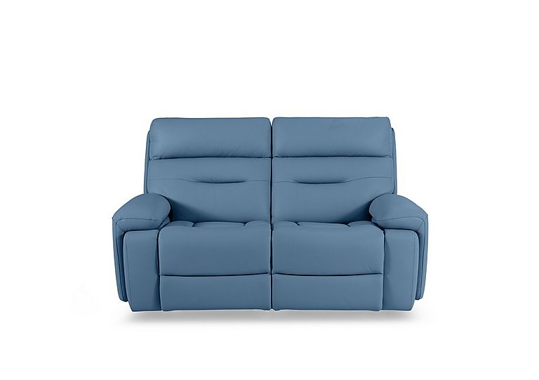 Cinemax 2 Seater Leather Power Recliner Sofa with Power Headrests and Media Arms - Blu