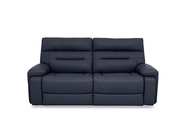 Cinemax 3 Seater Leather Sofa with Power Recliner  Natural Milled Navy | Bed Sava