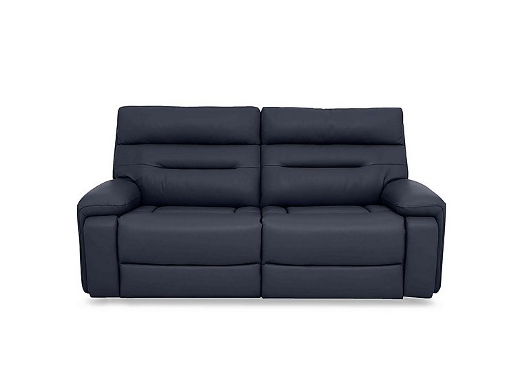 Cinemax 3 Seater Leather Sofa with Power Recliner - Natural Milled Navy