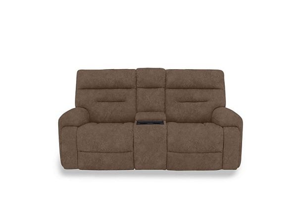 Cinemax Media 2 Seater Fabric Power Recliner Sofa with Power Headrests  Classic Brown | Bed Sava