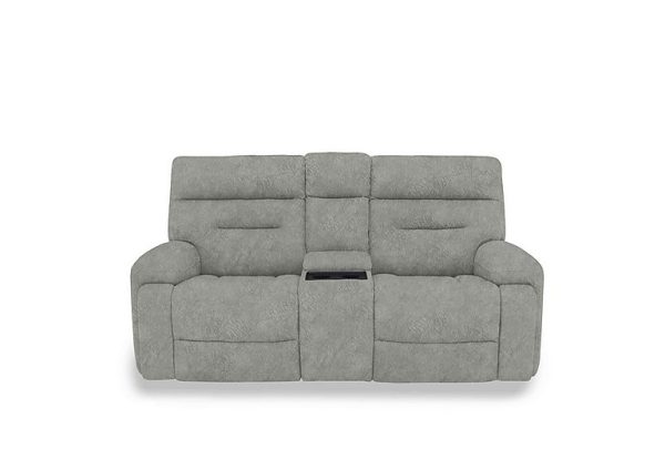 Cinemax Media 2 Seater Fabric Power Recliner Sofa with Power Headrests  Marble Light Grey | Bed Sava