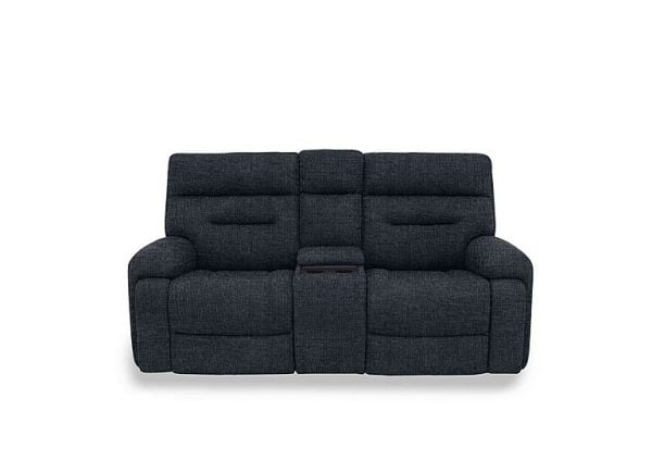 Cinemax Media 2 Seater Fabric Power Recliner Sofa with Power Headrests  Black Mica | Bed Sava