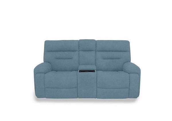 Cinemax Media 2 Seater Fabric Power Recliner Sofa with Power Headrests  Velvet Blu | Bed Sava