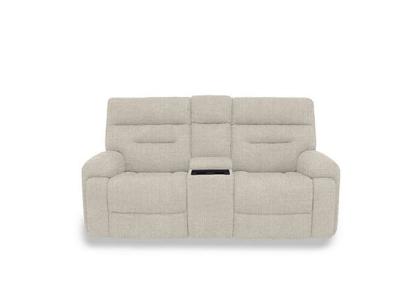 Cinemax Media 2 Seater Fabric Power Recliner Sofa with Power Headrests  Weave Stone | Bed Sava