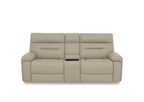 Cinemax Media 3 Seater Leather Power Recliner Sofa with Power Headrests  Dacota Pebble | Bed Sava