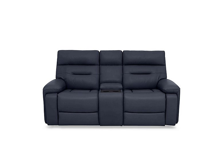 Cinemax Media 2 Seater Leather Power Recliner Sofa with Power Headrests - Natural Milled Navy
