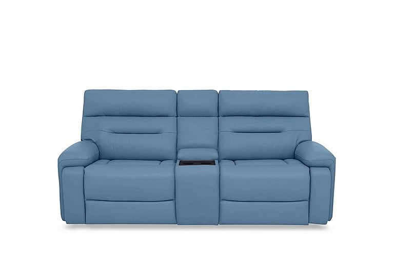Cinemax Media 3 Seater Leather Power Recliner Sofa with Power Headrests - Blu