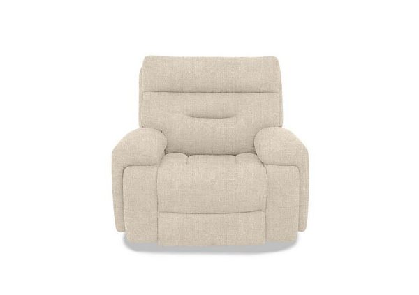 Cinemax Media Fabric Power Recliner Chair with Power Headrest  Weave Oatmeal | Bed Sava