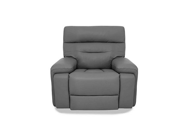 Cinemax Media Leather Power Recliner Chair with Power Headrest  Natural Ash | Bed Sava