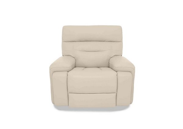 Cinemax Media Leather Power Recliner Chair with Power Headrest  Stone | Bed Sava
