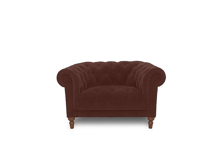 Columbus Fabric Armchair with Wooden Feet - Manhattan Burnt Sienna