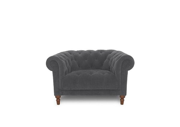 Columbus Fabric Armchair with Wooden Feet  Manhattan Charcoal | Bed Sava
