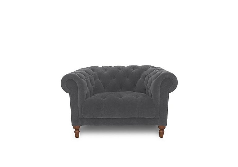 Columbus Fabric Armchair with Wooden Feet - Manhattan Charcoal
