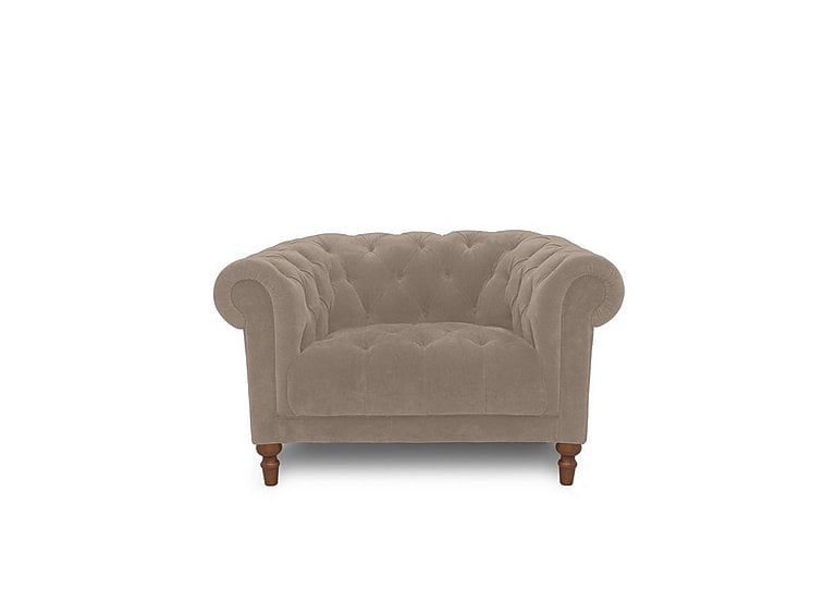 Columbus Fabric Armchair with Wooden Feet - Manhattan Nutmeg