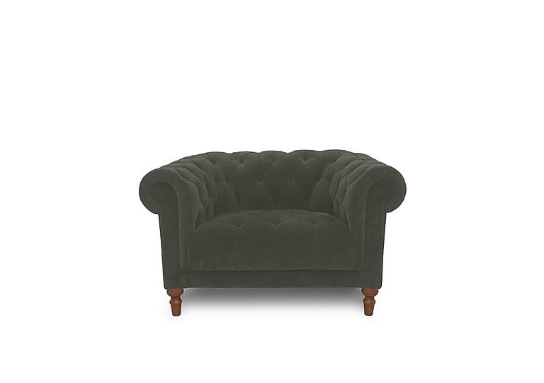Columbus Fabric Armchair with Wooden Feet - Manhattan Pine