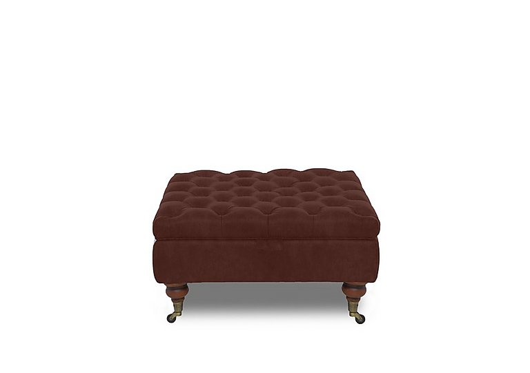 Columbus Fabric Large Storage Footstool with Castors - Manhattan Burnt Sienna