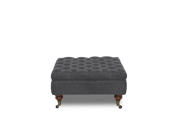 Columbus Fabric Large Storage Footstool with Castors  Manhattan Charcoal | Bed Sava