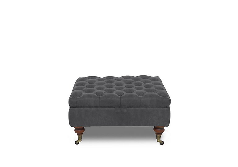 Columbus Fabric Large Storage Footstool with Castors - Manhattan Charcoal
