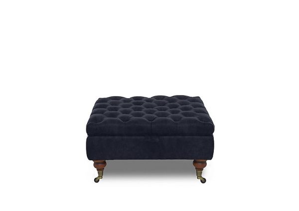 Columbus Fabric Large Storage Footstool with Castors  Manhattan Indigo | Bed Sava
